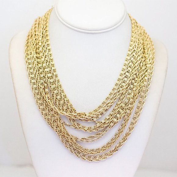 Vintage Gold Tone Victorian Multi Chains Choker Necklace by Western Germany J31 - Picture 1 of 3
